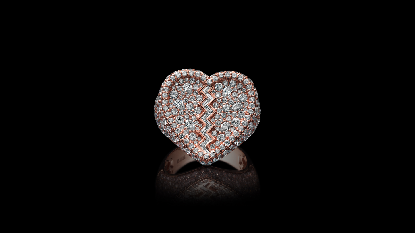New style “HEARTBREAK” 9 Carat solid Gold VVS ring