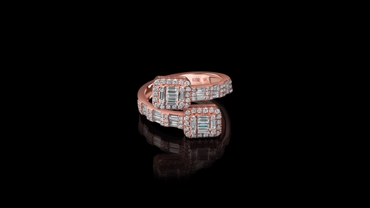 9 Carat Solid Rose/White/ Yellow Gold - Twin “Baguette” ring